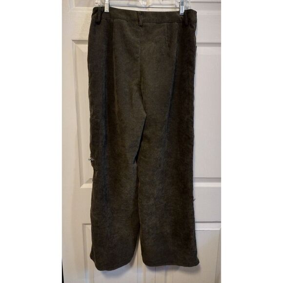 Shein Olive Green‎ Wide Leg Y2K style Corduroy Pants - Picture 2 of 6